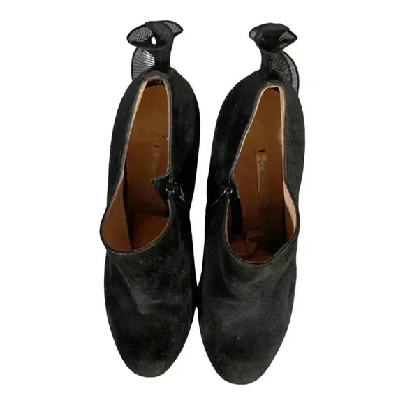 Nicholas Kirkwood Bootie Ankle Heels Shoes Ruffle Platform Black Suede 40/US 10 - Picture 8 of 11